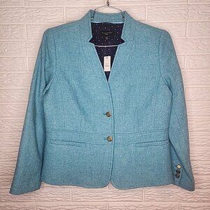 Talbots Limited Edition Blue Blazer WOOL BLEND Lined Career Wear Size 12P NWT